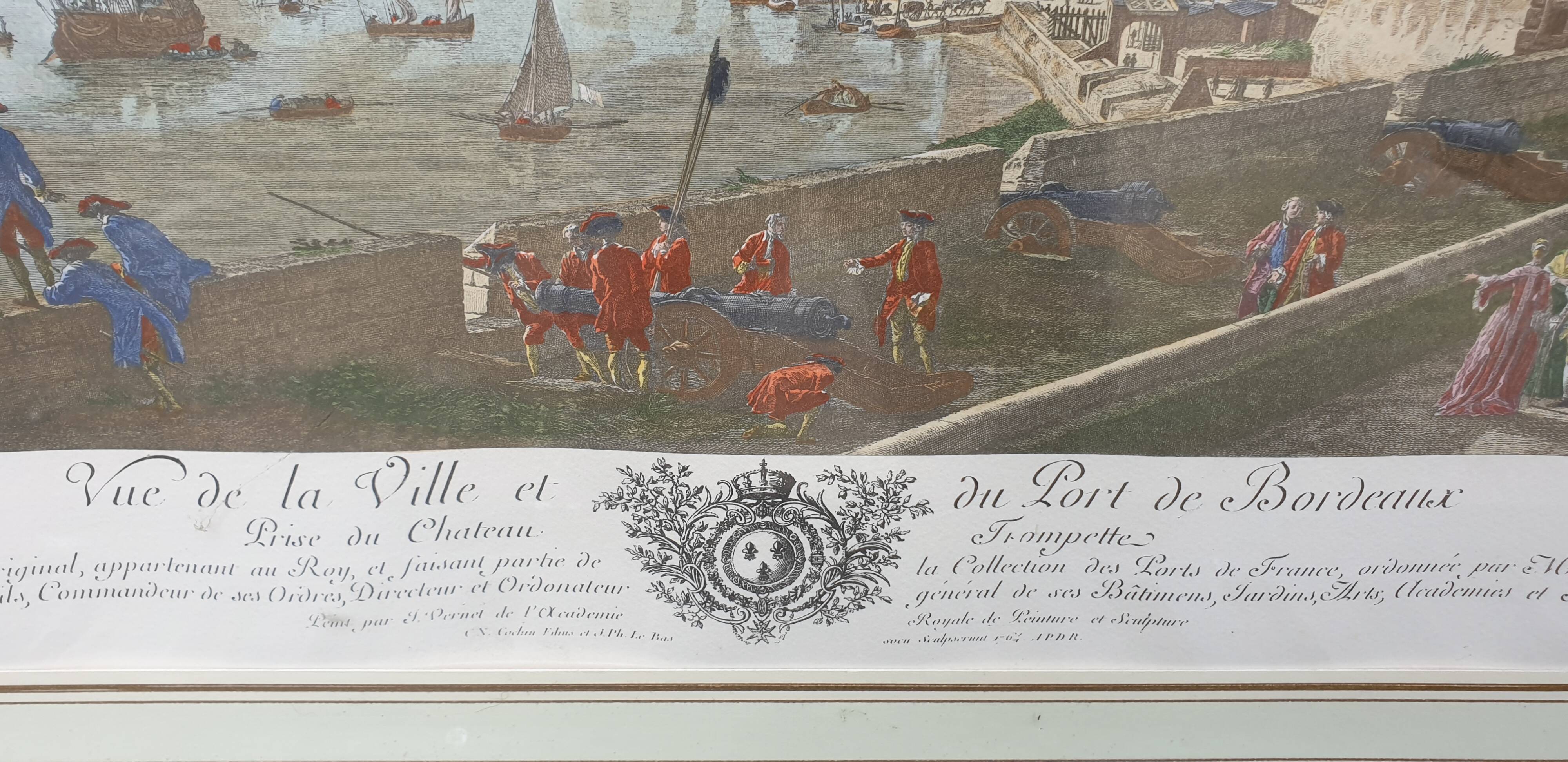 Framed engraving port of Bordeaux
