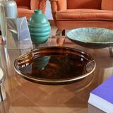 Hollywood regency brass and tortoiseshell lucite tray, Guzzini Italy 1970s