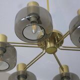 Large brass and glass chandelier by Hans-Agne Jakobsson, Sweden 1960s