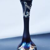 Erwin Eisch Hutte Vase Vintage Black Iridescent Blue-violet 35cm