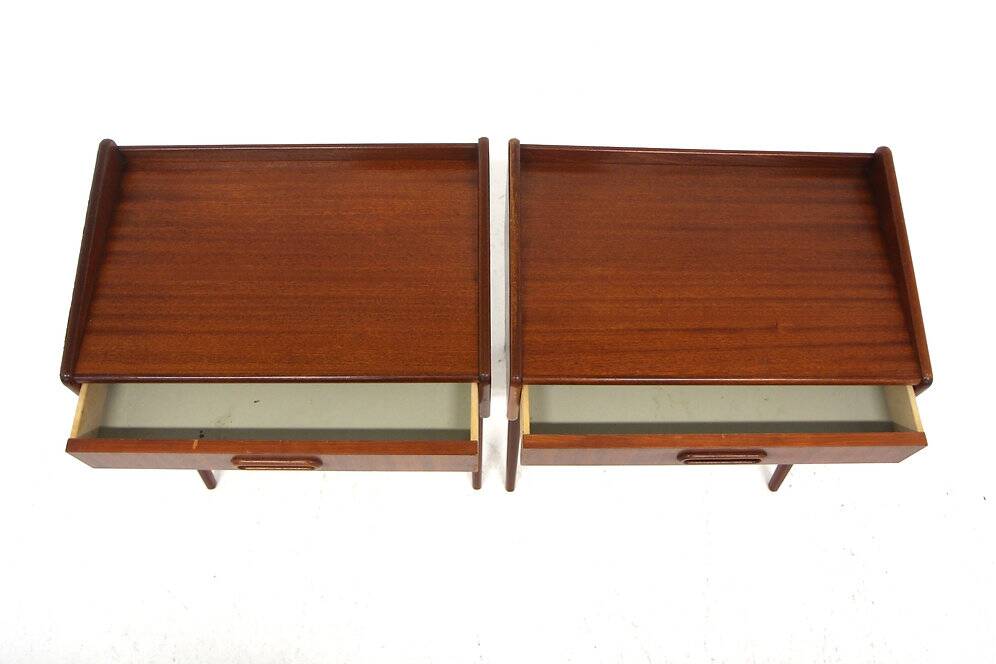 2 Scandinavian mahogany bedside tables, Sweden, 1960