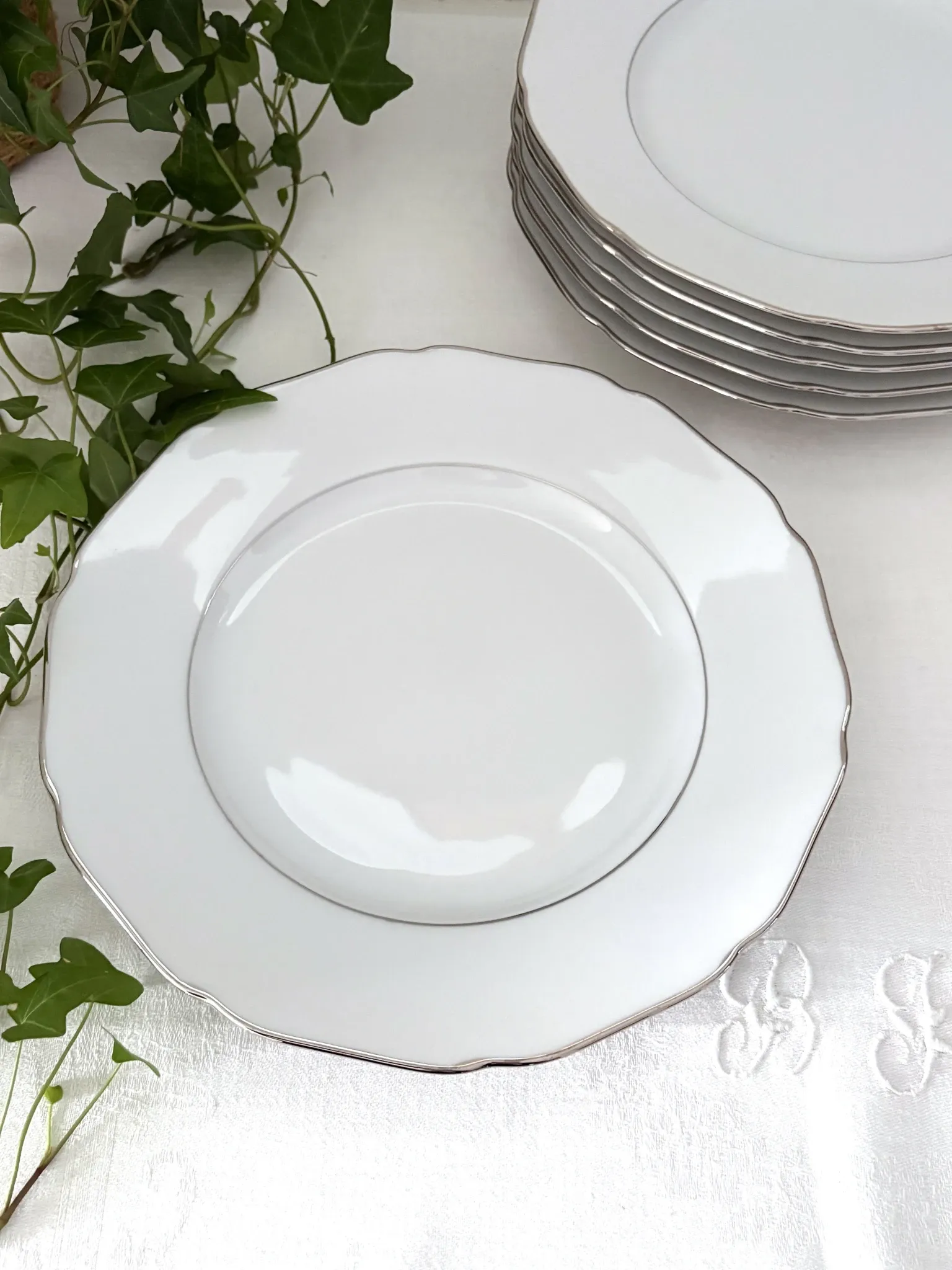 6 flat plates in white porcelain