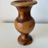 Vintage hand-turned solid olive wood vase - 1970s-80s