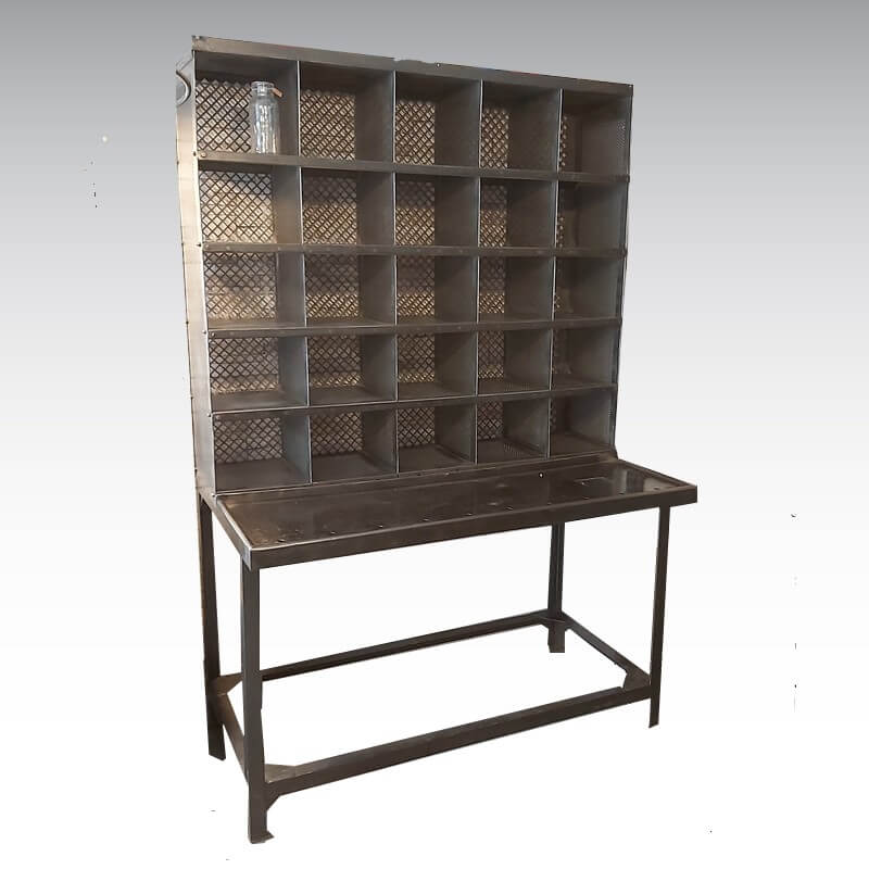 Old stripped and patinated postal sorting furniture, industrial look