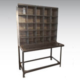 Old stripped and patinated postal sorting furniture, industrial look