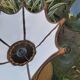 Scandinavian rattan hanging lamp, wood and vintage fabric