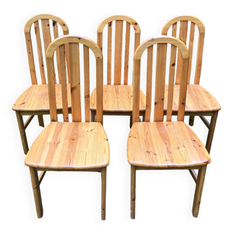 5 vintage pine chairs mountain chalet