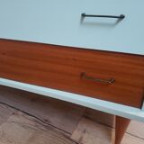 Vintage wood and blue chest of drawers