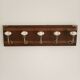 Wall coat rack 50 cm – 5 metal and ceramic hooks – Stained wood