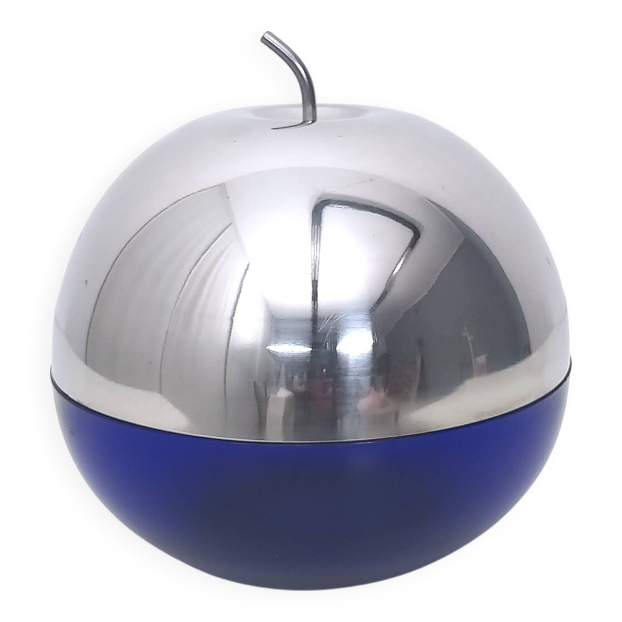 Blue Glass and Metal Ice Bucket, Italy