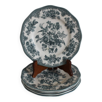 Enoch Wedgwood Green Plates x5, Asiatic Pheasants