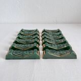 12 vintage green and gold ceramic knife holders from the 50s