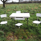 Old Formica Table & 3 Matching Seats