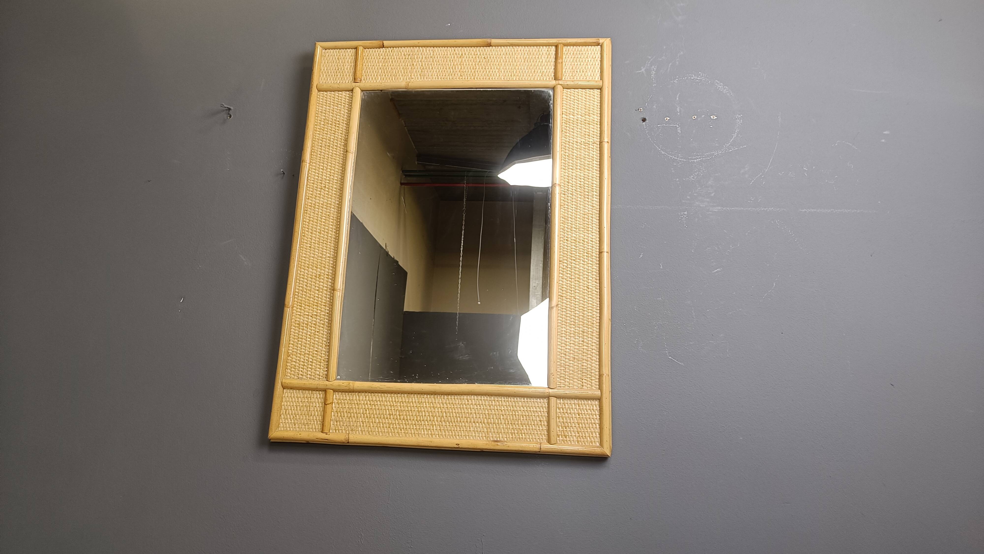 Mid century bamboo mirror by Dal Vera, 1960s