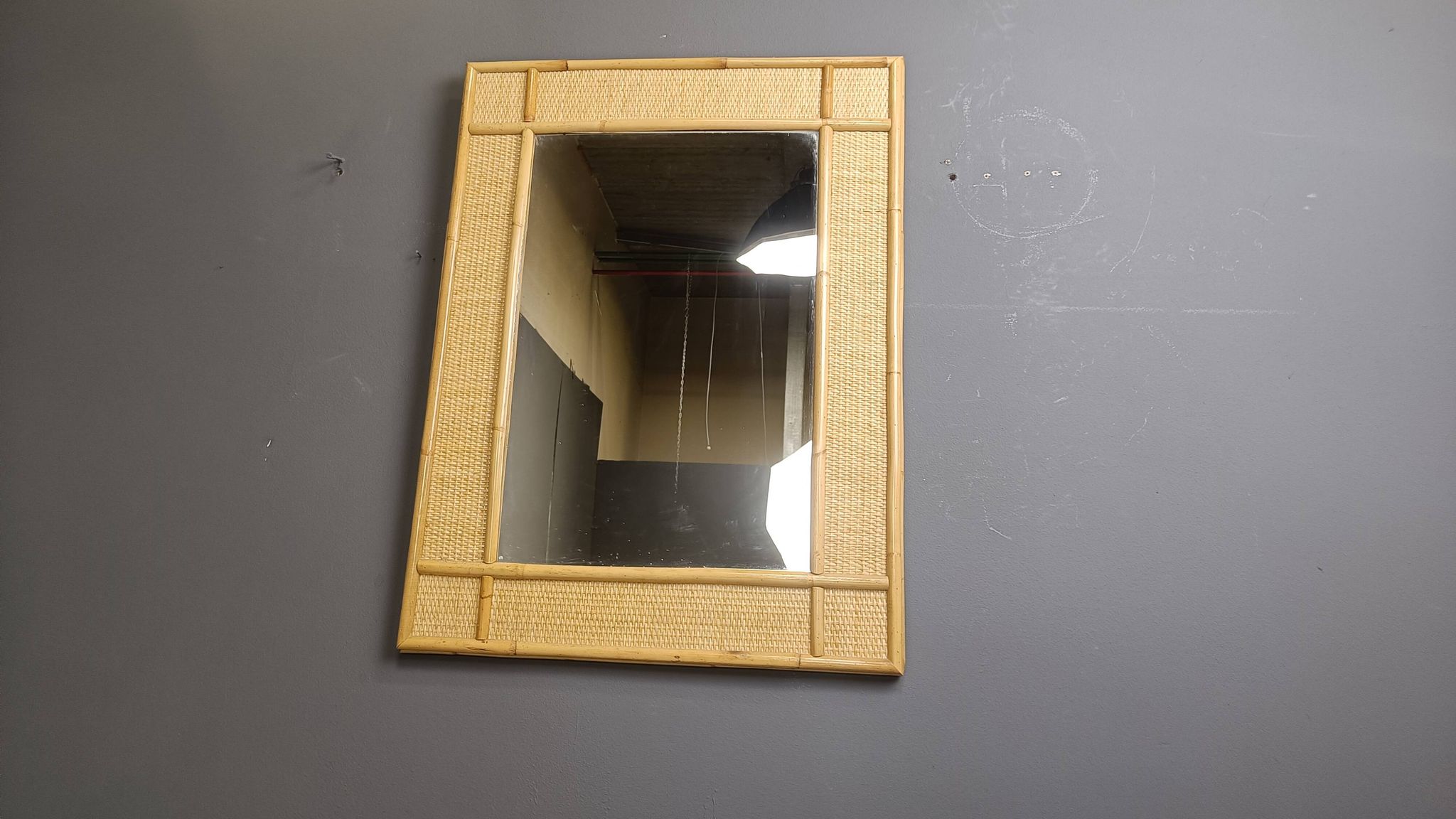 Mid century bamboo mirror by Dal Vera, 1960s