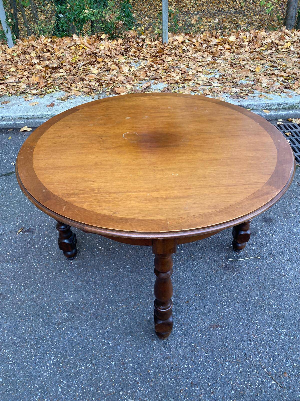 Table à manger de ferme ronde extensible en bois