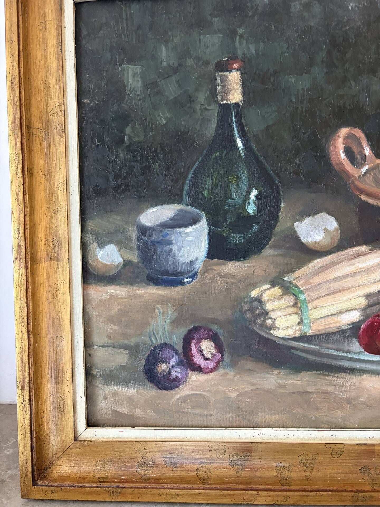 Nature morte aux asperges, huile sur toile signée