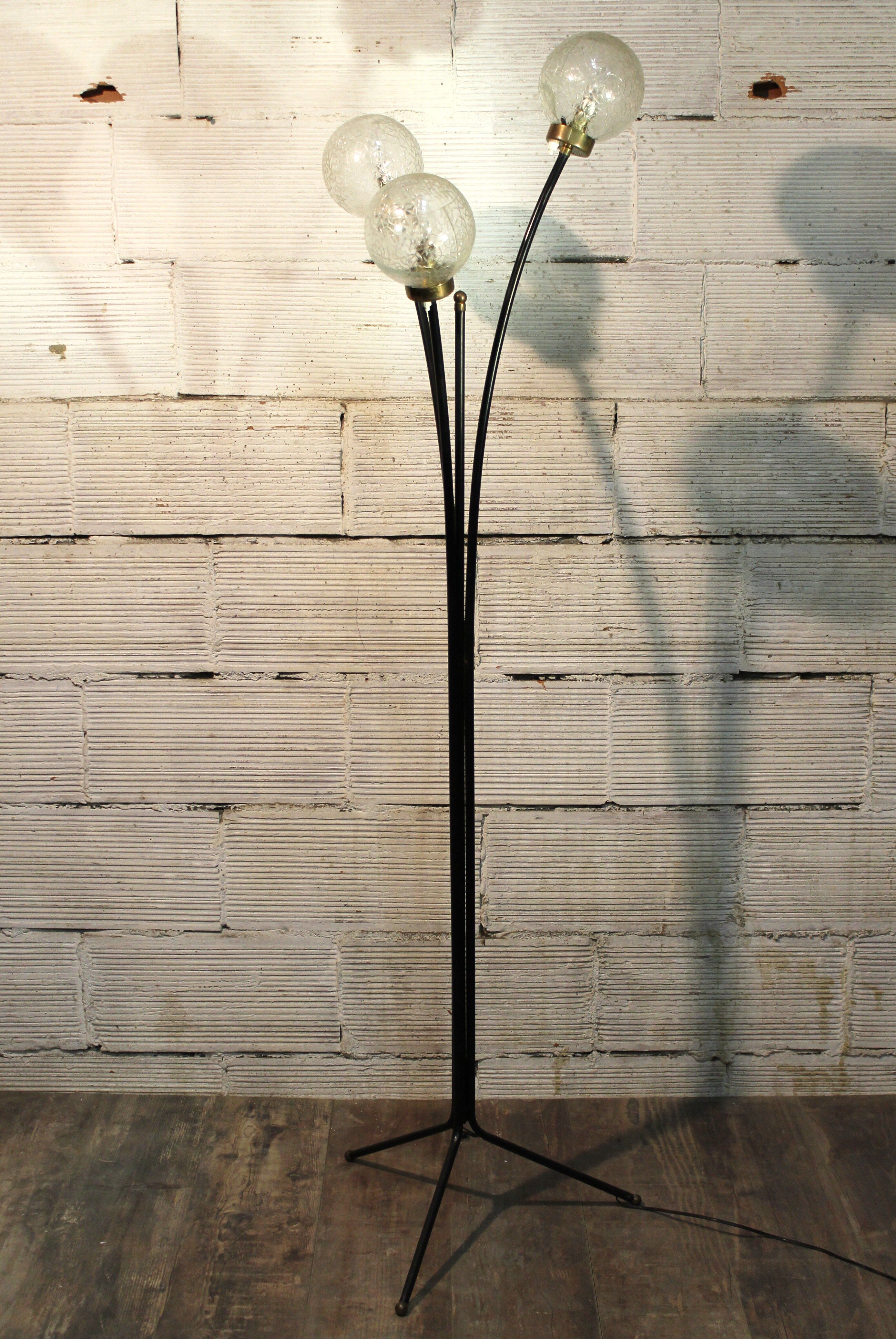 Floor lamp with three lights years 50