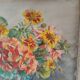 Watercolor painting bouquet of flowers signed old