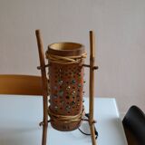 Vintage bamboo tripod lamp
