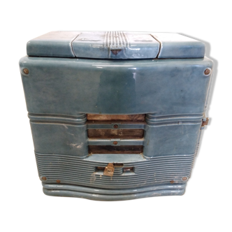 Old blue enamelled cast iron stove