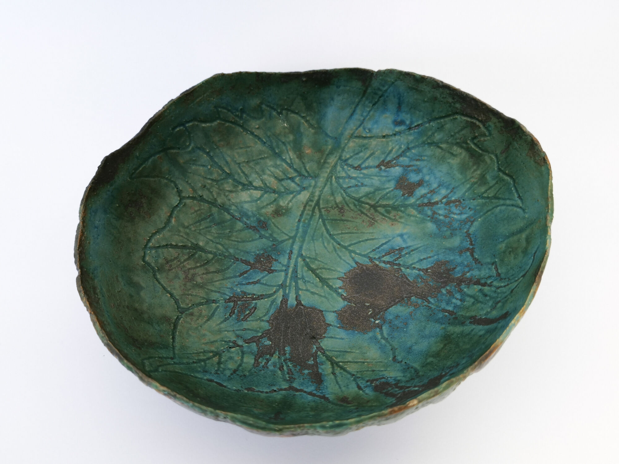 Coupe vide-poches en grès émaillé, signée, artisanat d'art, céramique