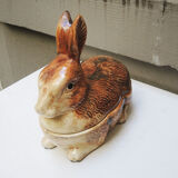 Ancient zoomorphic ceramic terrine rabbit