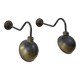 Pair of XL patinated brass wall lights, France, 1970.
