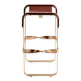 Tabouret de Bar Acier Laiton Vieilli et Cuir de Selle Marron Foncé, Style Contemporain