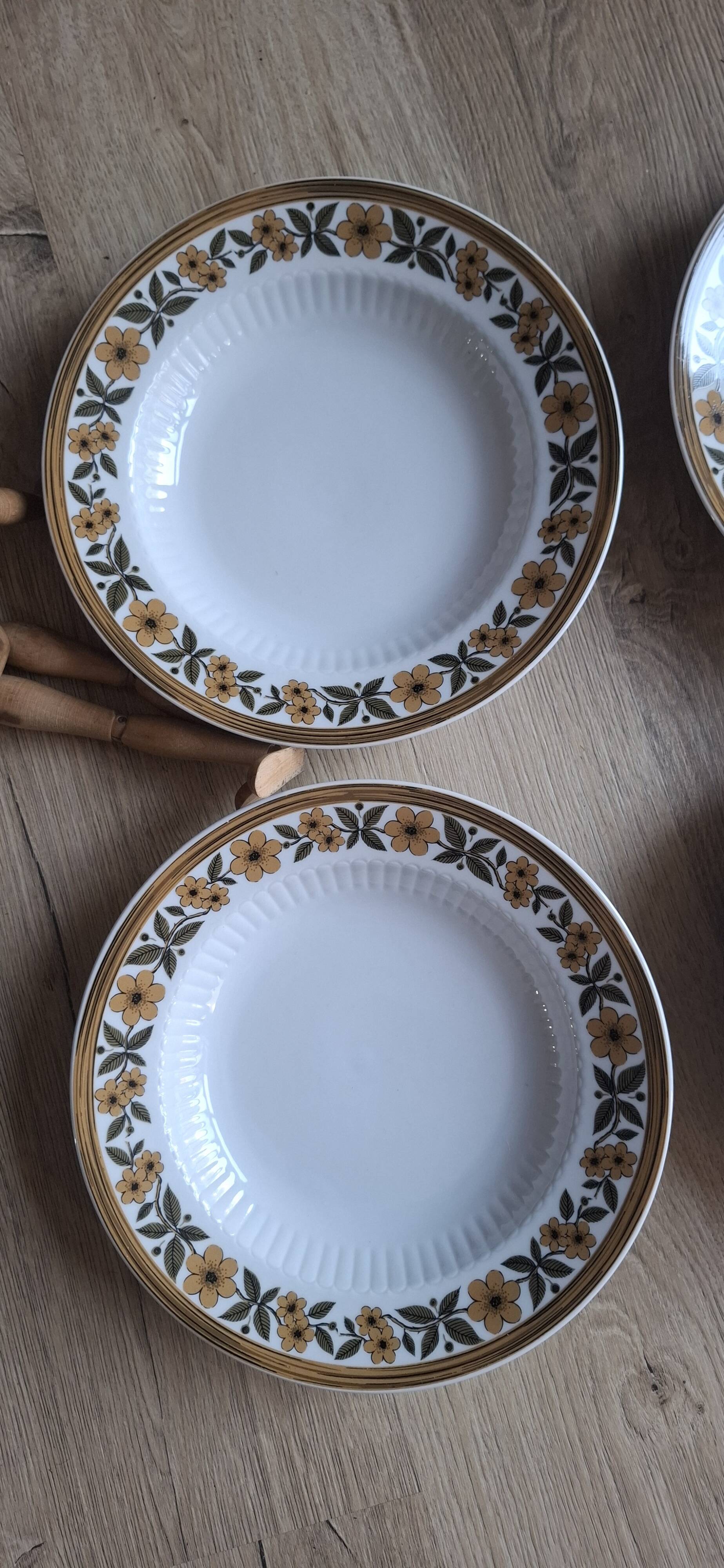 Set of 6 plates Mitteteich Bavaria gold flowers