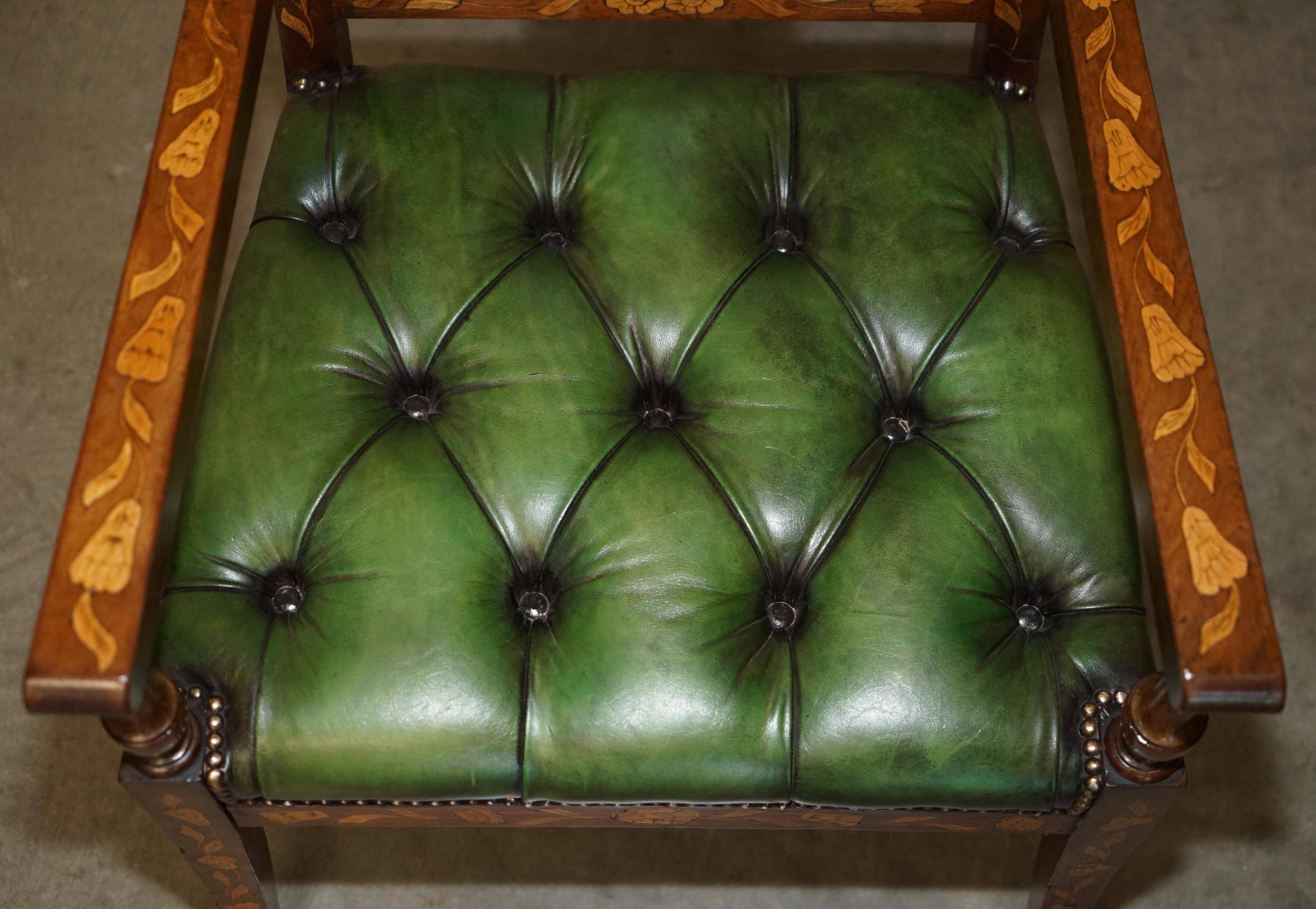 Chesterfield leather office chair with Dutch marquetry