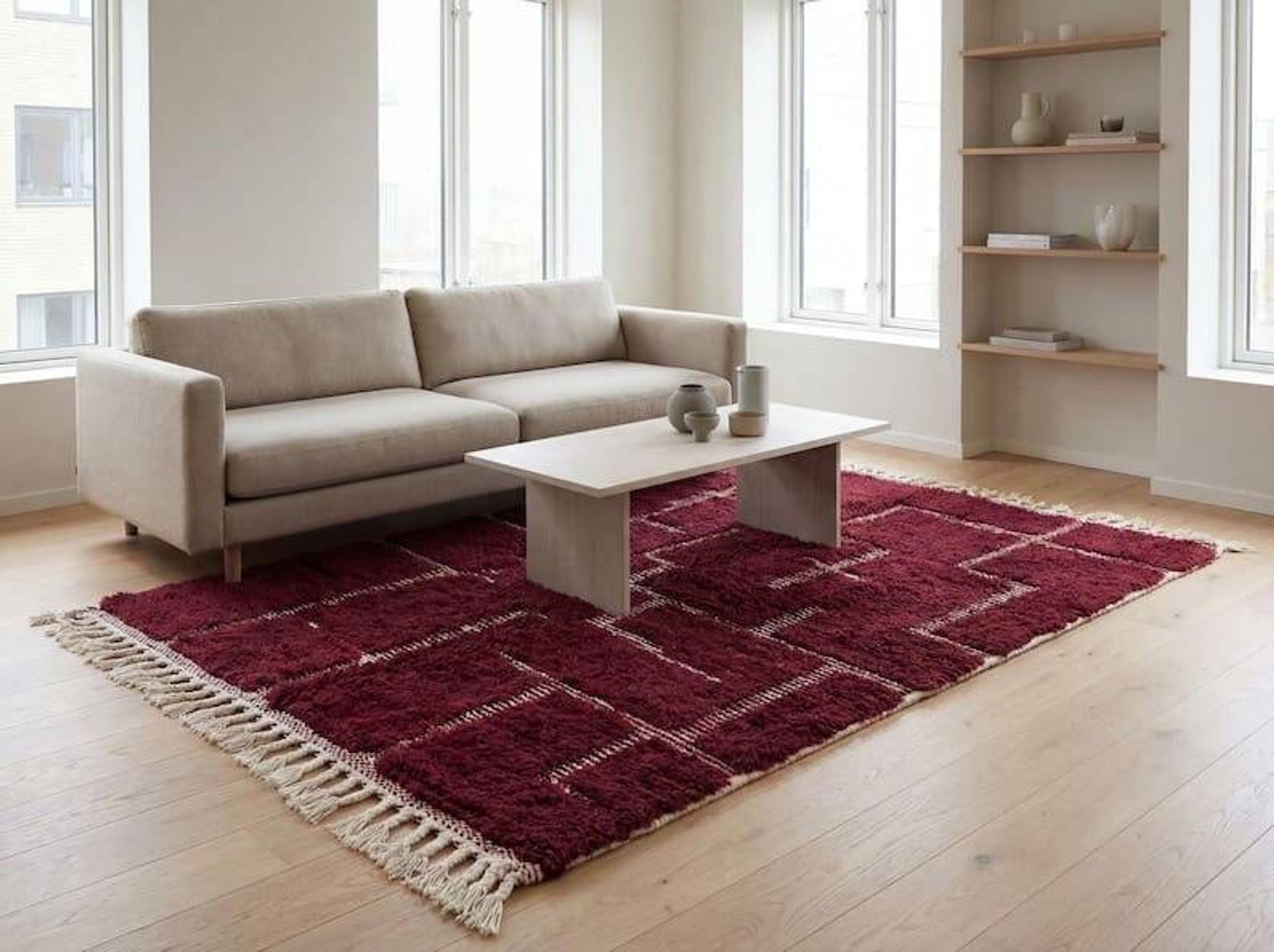 Handmade traditional pure natural wool rug size 200/300 cm