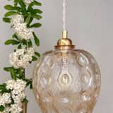 Vintage amber glass globe pendant light