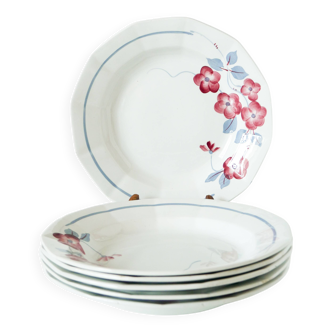 Set of 6 St-Amand soup plates, Spring pattern, 1950