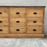 Furniture with drawers waxed pine above black top three tablets furniture of trade