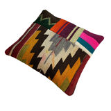 Housse de coussin en patchwork turc vintage, 40 x 40 cm