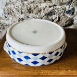 Blue checkered enamel jug - and its basin