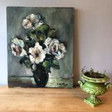 Oil on canvas, bouquet, Pierre Papillaud