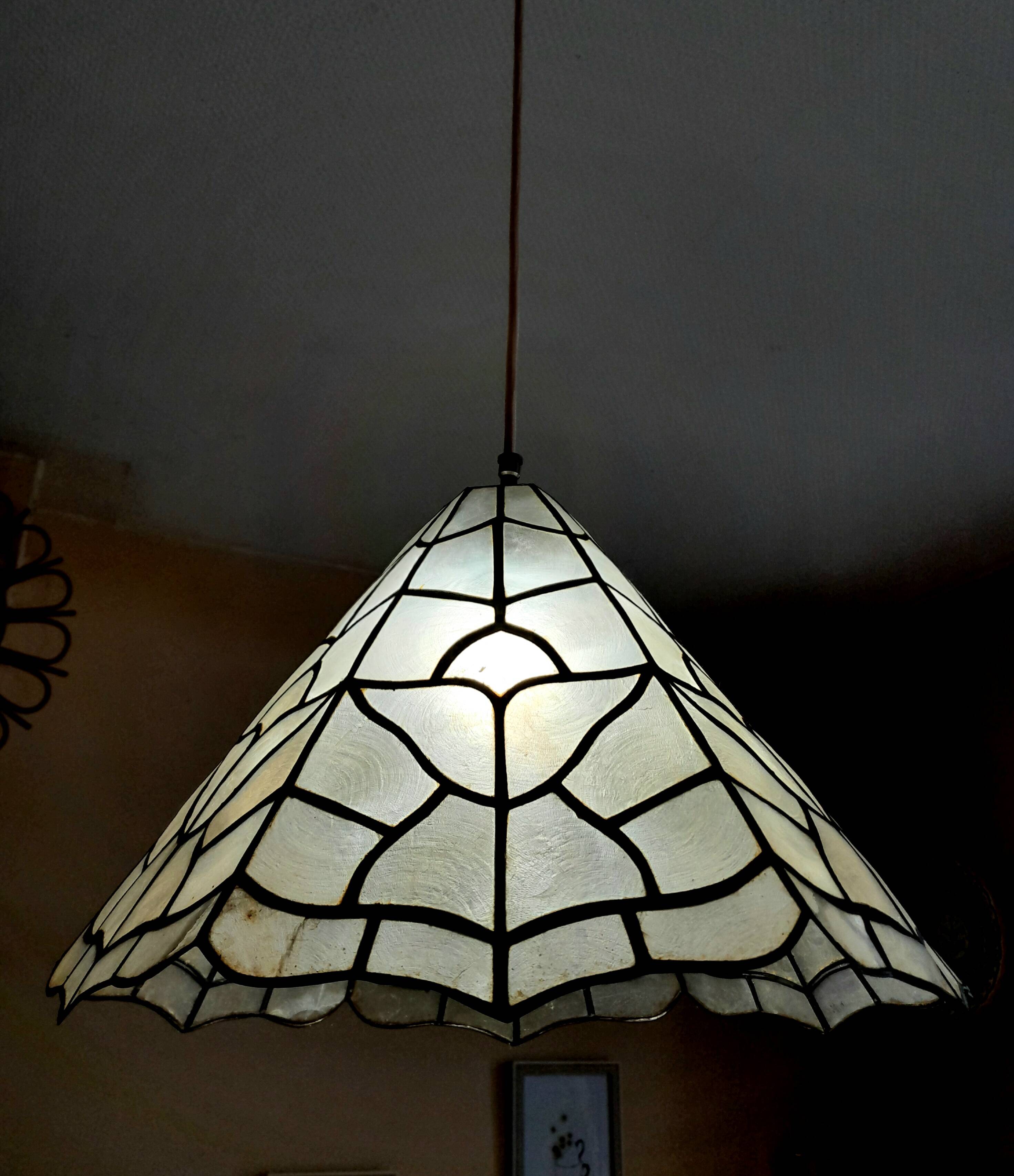 Art deco mother-of-pearl pendant light