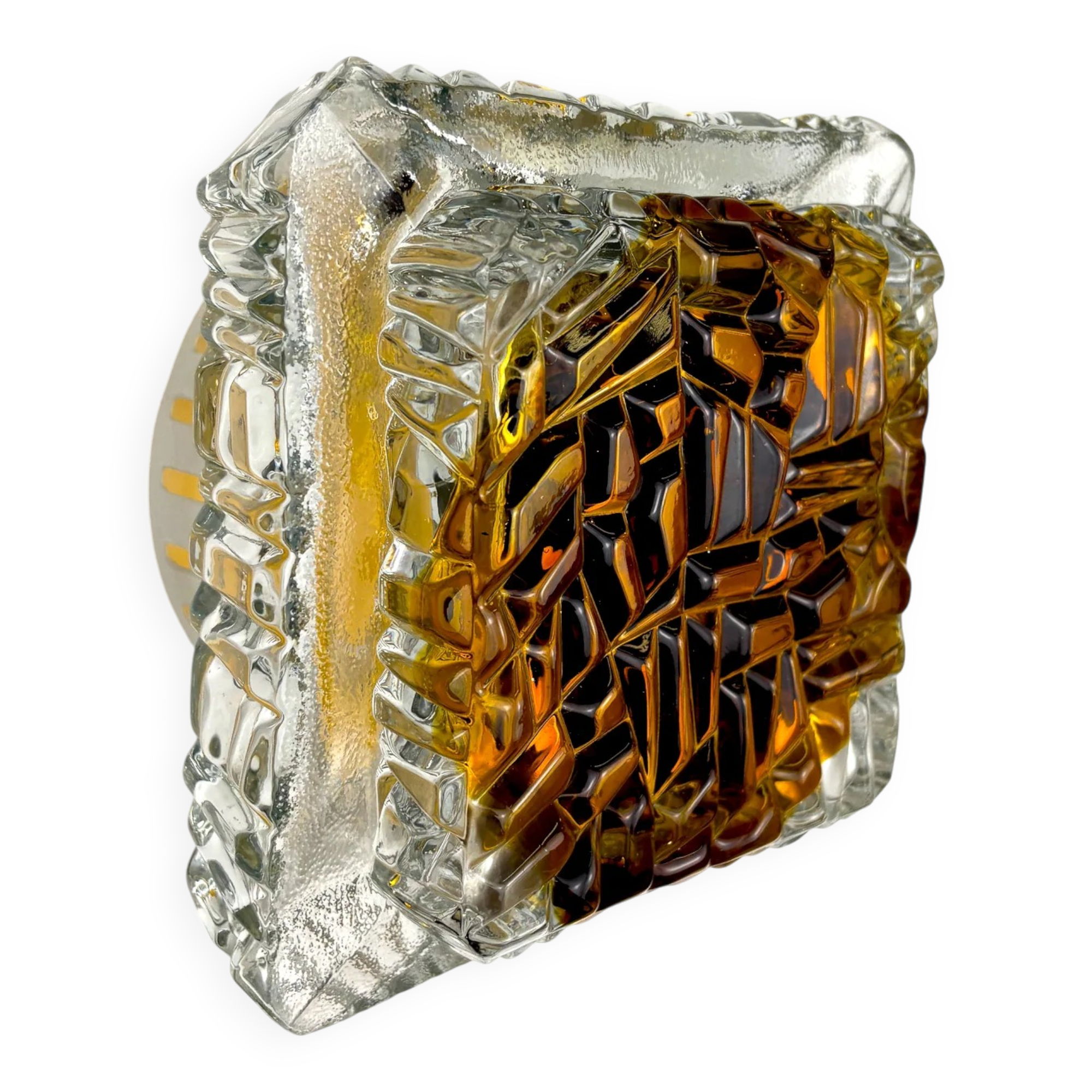 Murano Mazzega orange frosted glass sconce, Italy, 1970s