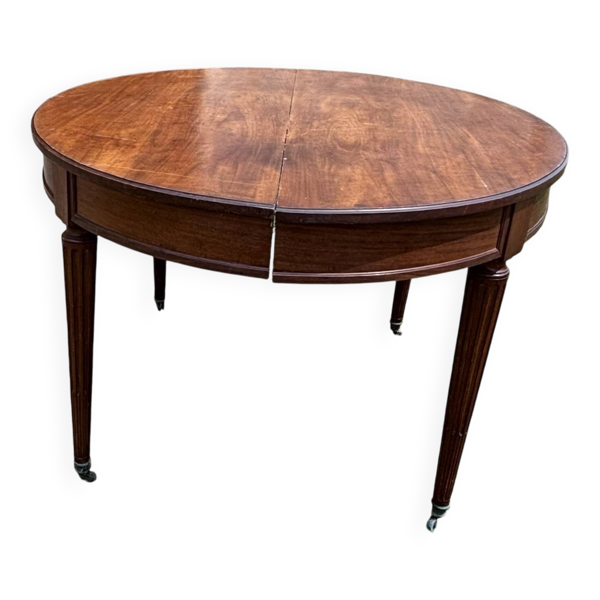 Grande table ovale Louis XVI d'époque en acajou