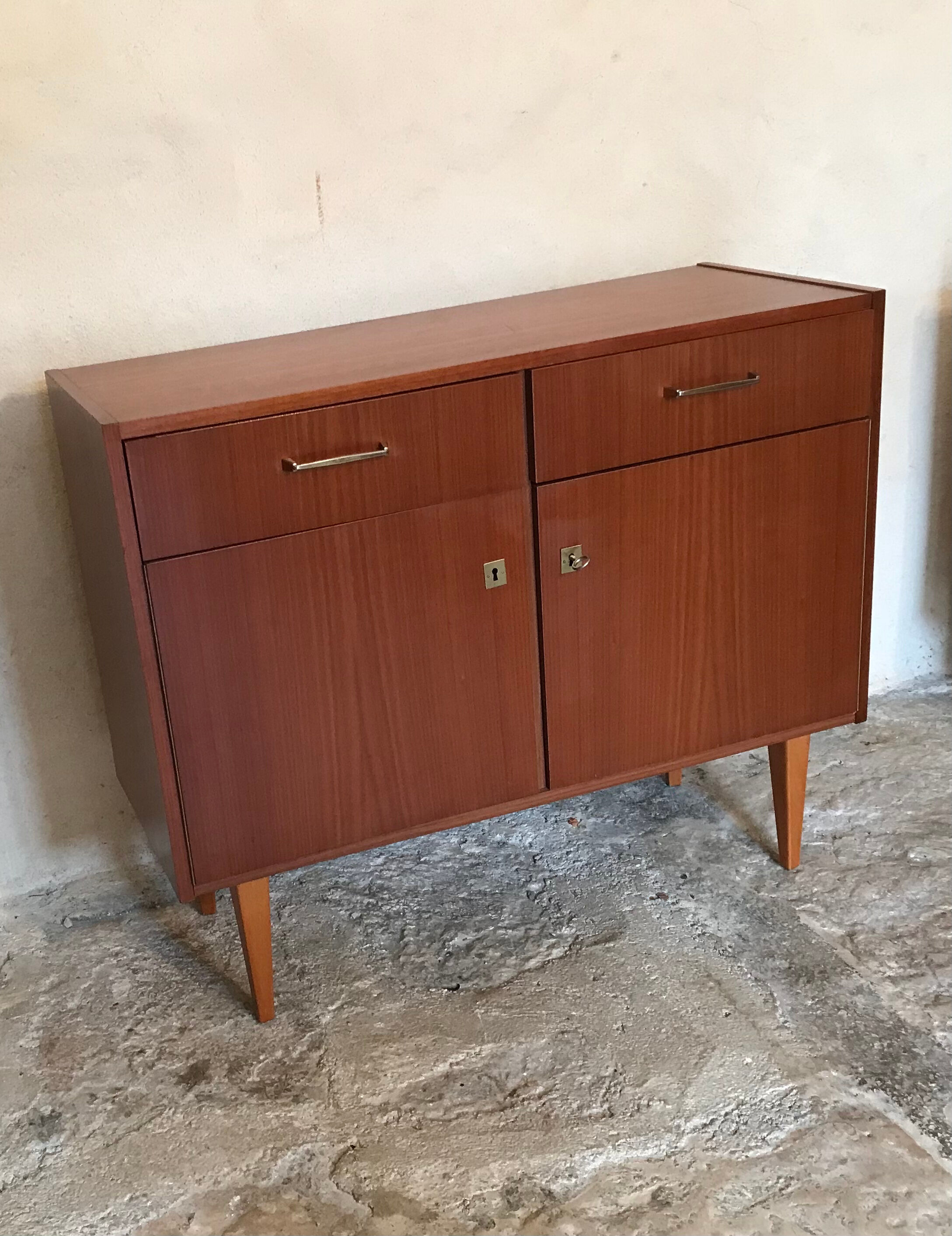 Sideboard vintage storage cabinet walnut veneer bond