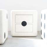 Dado cube with wheels and two drawers in beech plywood from the 1980s set of 3