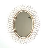 Oval golden metal sun mirror, 60s