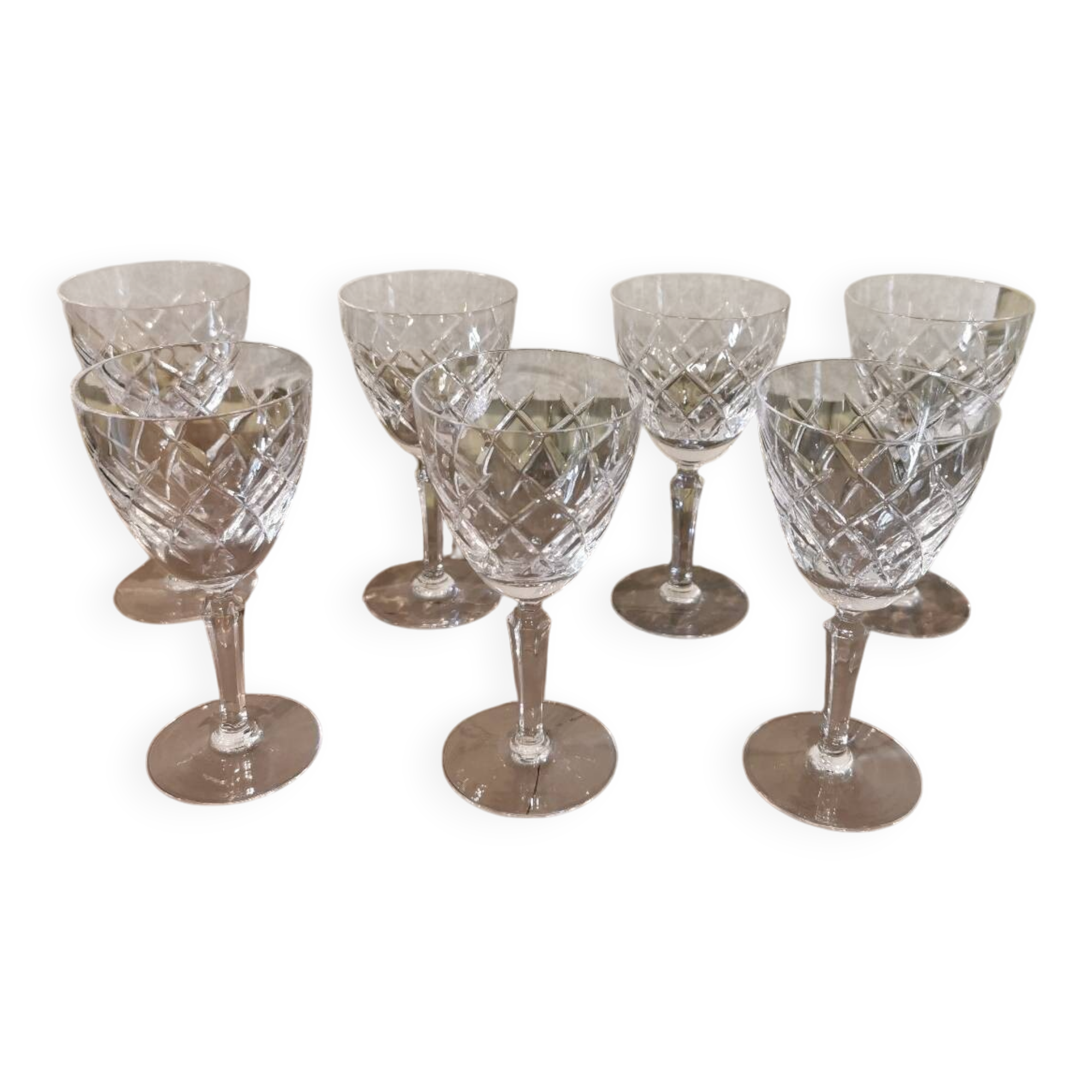 Set of 7 antique cut crystal glasses