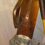 Pair of vintage wooden Skis and their poles + shoes.