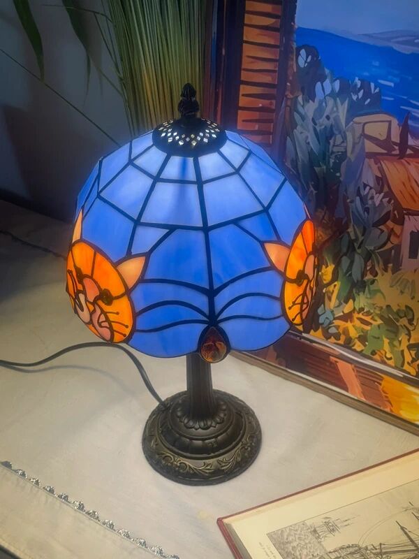 Vintage style Tiffany lamp | lampshade with cat motif