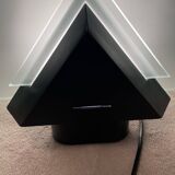 Postmodern geometric glass and metal lamp, small model, 1980