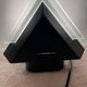 Postmodern geometric glass and metal lamp, small model, 1980
