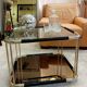 Brass and glass side coffee table 1970